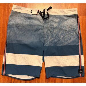 Vans x Nathan Florence Hawaii Board Shorts Mens 38 8" Ombre Striped Swim Trunk